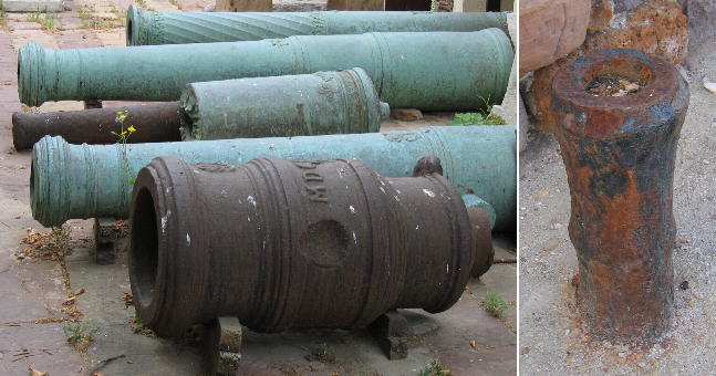Venetian and Turkish cannon and a cannon used as an ashtray