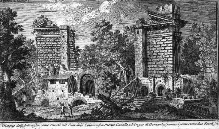 Disegno dell'Anticaglia sul giardino Colonnese