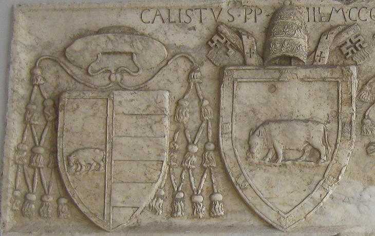 Coat of arms of Pope Calixtus III at Ponte Milvio