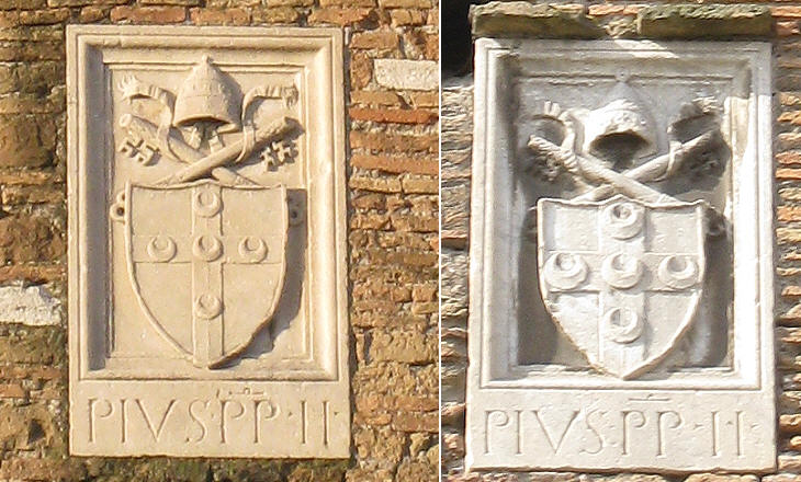 Coats of arms of Pope Pius II on the Walls of Rome